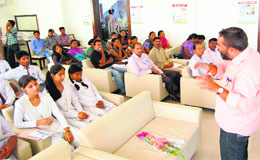 An awareness workshop on ill-effects of tobacco and alcohol consumption under way in Haridwar on Tuesday. 