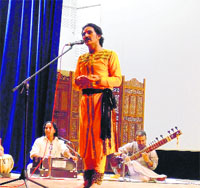 Renowned kathak dancer Pandit Rajendra Gangani performs at the RIMC in Dehradun on Tuesday.