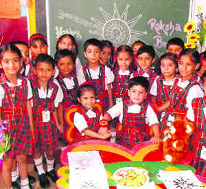 Students of Spring Dale School celebrate Raksha Bandhan in Ludhiana. 