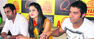 Actors Sippy Garewal, Esha Rekhi and Aman Dhaliwal at a press meet in the city on Wednesday.