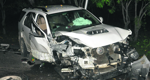 Mangled remains of a car after an accident that claimed a cyclists life in Chandigarh