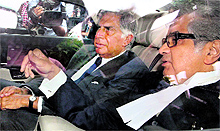 Former Tata Group chairman Ratan Tata leaves the SC on Wednesday after watching proceedings in the case related to taped conversations of ex- corporate lobbyist Niira Radia with business leaders, politicians and others
