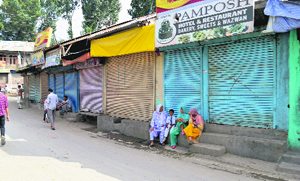 Shops remained closed in south Kashmirs Pampore town on Wednesday.