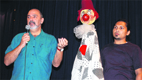 Puppeteer Dadi Padumjee conducts a workshop at Bhavan Vidyalaya in Chandigarh on Thursday.