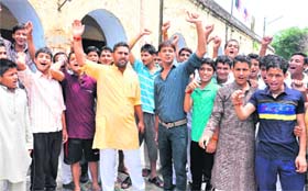 Sanskrit scholars protest against spiritual guru Asaram Bapu at Rishikul in Haridwar on Thursday