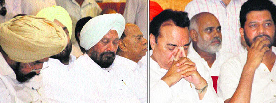 Congress leaders seem to have found time to doze off during a rally of PPCC chief Partap Bajwa in Jalandhar on Thursday.