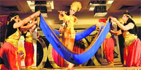 Members of the Sarabha Nagar Ladies Club perform during the Raksha Bandhan and Janmashtami celebrations in Ludhiana