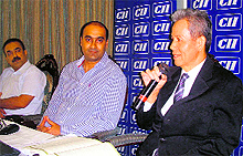 Sakchai Luangsathitkul, director, REIC, Thailand, interacts with businessmen in Amritsar on Friday