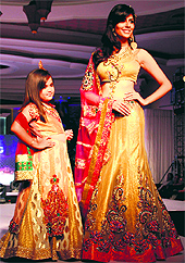 Miss India World-2012 Vanya Mishra walks down the ramp during a preview of a fashion exhibition in Ludhiana on Thursday night