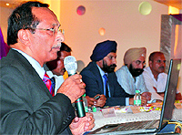 NK Jain, past secretary and CEO of the Institute of Company Secretaries of India, addresses a seminar on Companies Bill in Ludhiana