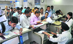 A huge rush of applicants at Passport Seva Kendra in Industrial Area, Phase II, Chandigarh, on Saturday.