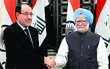 Manmohan Singh and al-Maliki in New Delhi on Friday