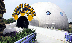 The building of the newly constructed Climate Change Theatre at Pushpa Gujral Science City in Kapurthala on Friday