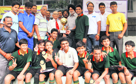 The winners of the inter-school under-15 football tournament held at Summer Valley School in Dehradun on Saturday.