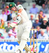 Steve Smith plays a shot on Day Five.  Reuters
