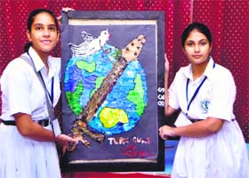 The winning team from Delhi Public School, Amritsar, at the international youth festival with the trophy