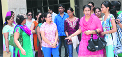 Students and parents outside the GMCH-32 in Chandiga