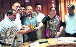 Banshi Dhar Bhagat being congratulated by colleagues on his election as the Chairman of the Public Accounts Committee of the Uttarakhand Assembly in Dehradun on Monday. A Tribune photograph