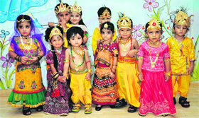 Students of ABC Montessori during Janamashtami celebrations.