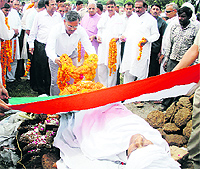 Tributes being paid to Dev Raj at Rohna village on Wednesday