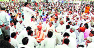 A mahapanchayat on a youths death under way at Wazirpur village