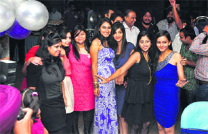 Girls revel during a freshers party at an institute in Ludhiana. 