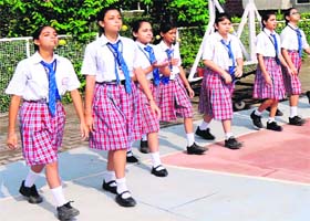 National Sports Day: Girls participate in a lemon race at DAV International School in Amritsar on Thursday