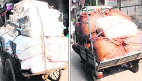 Vehicles carrying goods are a regular affair in markets  around Golden Temple in Amritsar