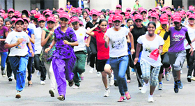 Students take part in a Run for Fun race at the Post Graduate Government College for Girls, Sector 42, in Chandigarh on Thursday.
