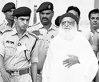 Asaram Bapu at the Bhopal airport on Thursday