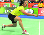 Saina won a close game as Hotshots stormed into the final of the IBL in Hyderabad on Wednesday.  PTI