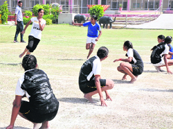 Players in action during the CBSE Sahodya inter-school kho-kho tournament at the Lord Rama Public School in Bathinda on Friday. Photo: Bhupinder Dhillon