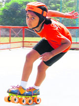 Vidushi Rawat of Banyan Tree School, Sector 48, in action during the Inter-School Roller Skating Championship in Chandigarh.