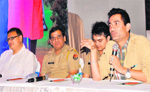 SAB TV serial actors during a promotional event in Haridwar on Friday.