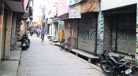 A market wears a deserted look in Kaithal on Friday during a bandh observed to protest against the killing of a woman on Thursday.
