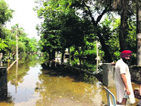 The inundated Government College in Muktsar, which is under water for the last over a week. 