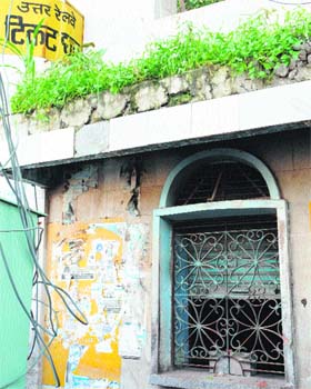 A closed current ticket booking window situated outside  Durgiana Temple near Hathi Gate in Amritsar