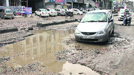 A road in bad state near the bus stand in Jalandhar.