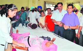 DC Rajat Aggarwal at the blood donation camp organised by the Red Cross Society.