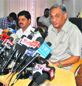 Chief Minister Vijay Bahuguna addresses mediapersons regarding starting of the puja at the Kedarnath temple in Dehradun on Sunday. 