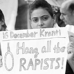A girl during a protest at Jantar Mantar in Delhi on Sunday.