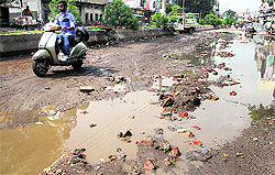 A road leading to the Sodal temple in a pathetic condition in Jalandhar