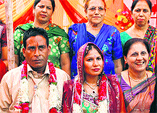 Marriage of a Nari Niketan inmate Rajbir Kaur being solemnised in Jalandhar on Sunday