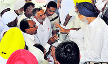 CM Parkash Singh Badal at a Sangat Darshan function in the Qadian assembly segment on Sunday