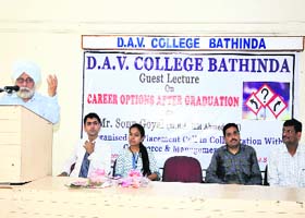 Staff and officials of DAV College at a seminar on career counselling in Bathinda on Monday