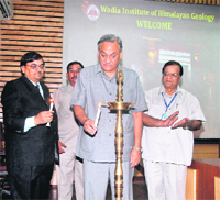 Chief Minister Vijay Bahuguna inaugurating a workshop on Mountain Meteorology and Landslides at the Wadia Institute of Himalayan Geology in Dehradun on Monday. 