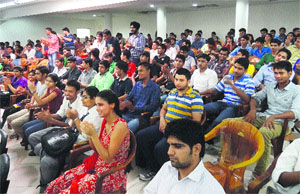 A cross-section of the audience attending Talent Hunt-2013 organised by the Kurukshetra Institute of Technology and Management on its premises. 