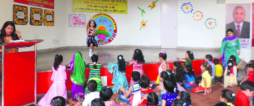 A student gives a dance performance during a competition at Nagbani School in Jammu on Monday.  