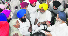 Chief Minister PS Badal at Sangat Darshan in Qadian on Monday.