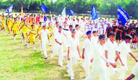Students take out a march past at the Kendriya Vidyalaya-1, Amritsar Cantonment